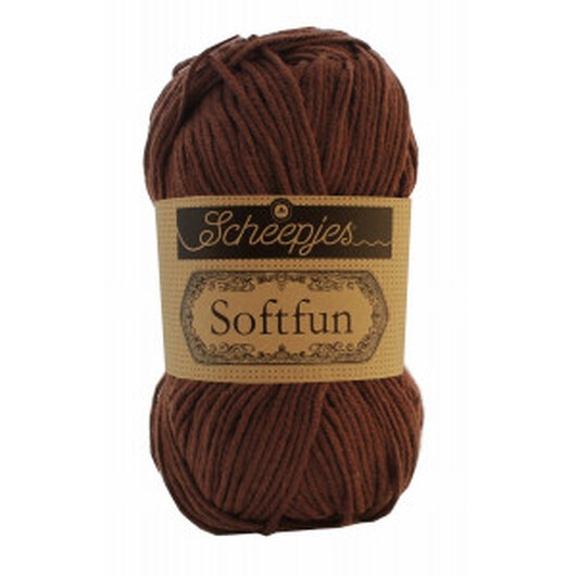 Scheepjes Softfun Garn Unicolor 2623 Mörk Rödbrun