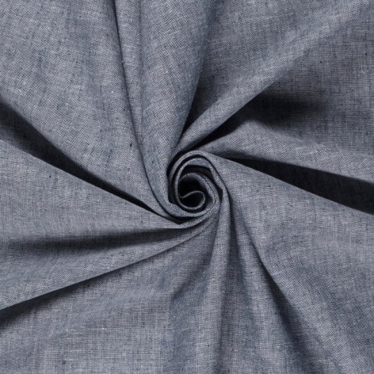 Linne/Bomull melerat 138cm 8 Blå - 50cm
