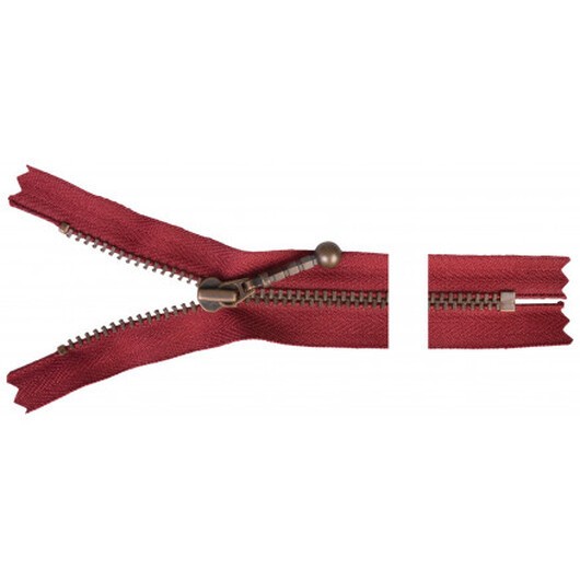 YKK Dragkedja/Blixtlås Antik Mässing 20cm 4mm Bordeaux