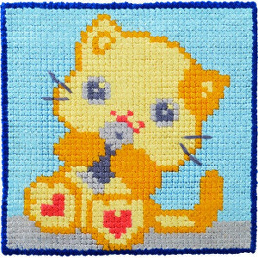 Permin Broderikit Barnstramalj Katt 25x25cm