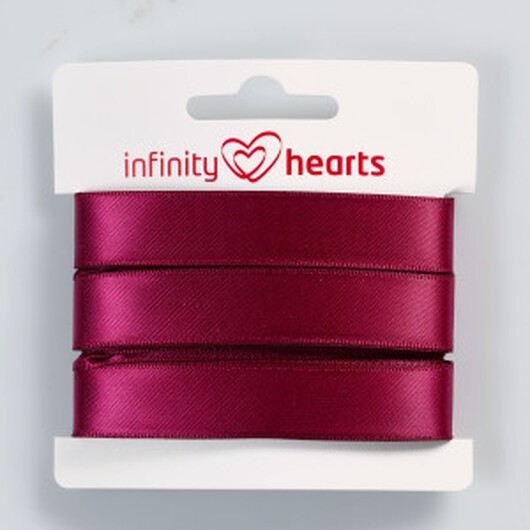 Infinity Hearts Satinband Dubbelsidigt 15mm 275 Vinrött - 5m