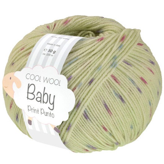 Lana Grossa Cool Wool baby Garn Print 372 Ljusgrön/Ljusblå/Orange/Lila