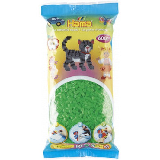 Hama Midi Pärlor 205-37 Neon Grön - 6000 st.