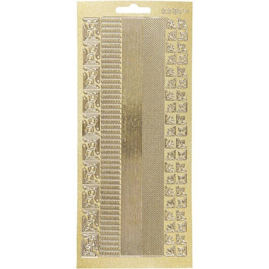 Stickers, bårder, ark 10x23 cm, guld, 1 ark