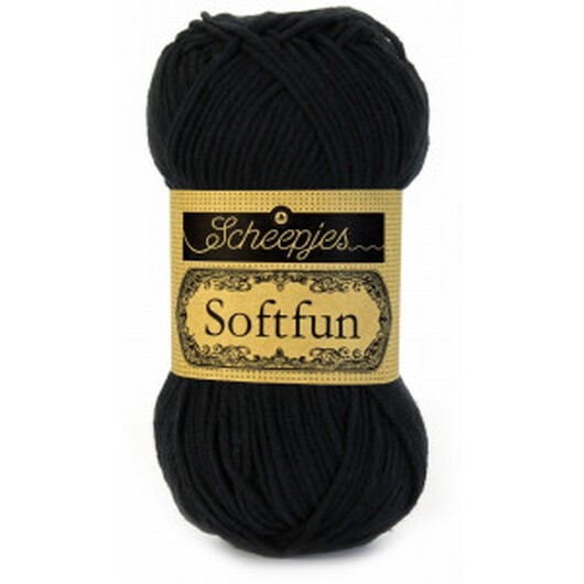 Scheepjes Softfun Garn Unicolor 2408 Svart