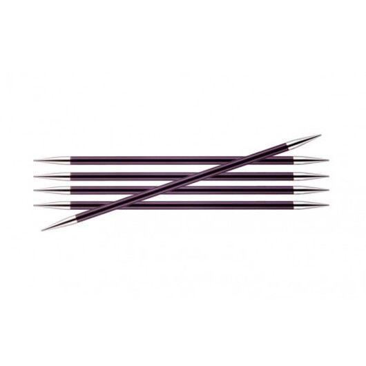 KnitPro Zing Strumpstickor Aluminium 15cm 6,00mm / 5.9in US10 Purple Velvet