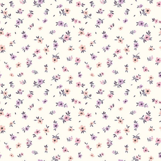 Jersey med blommor 150 cm 51 Off White - 50cm