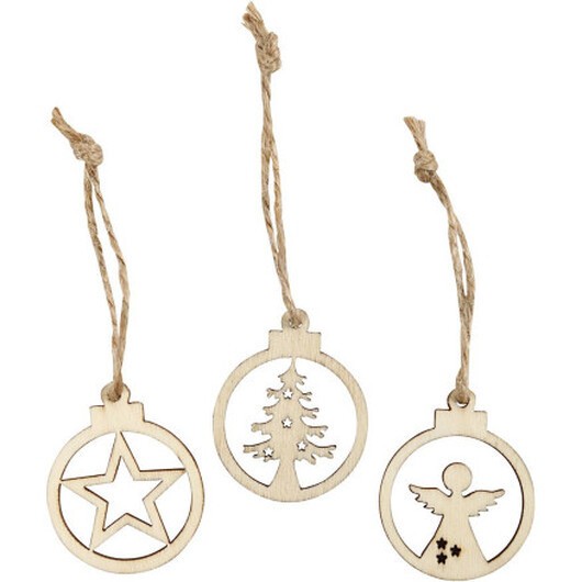 Juldekoration, Dia. 3 cm, tjocklek 2,7 mm, 24 st./ 1 förp.