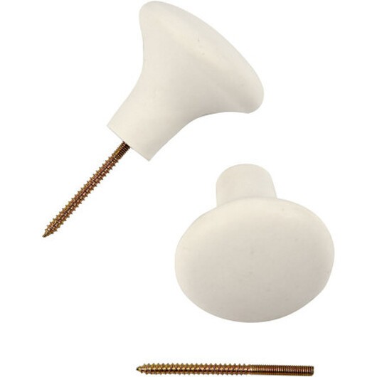 Terrakottaknoppar, H: 5,1 cm, Dia. 5,4 cm, vit, 4 st./ 1 förp.