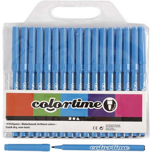 Colortime-pennor, spets 2 mm, ljusblå, 18 st./ 1 förp.