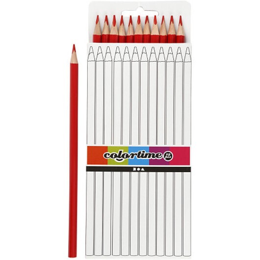 Colortime Färgblyerts, L: 17 cm, kärna 3 mm, röd, 12 st./ 1 förp.
