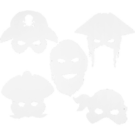 Piratmasker, H: 16-26 cm, B: 17,5-26,5 cm, 230 g, vit, 16 st./ 1 förp.