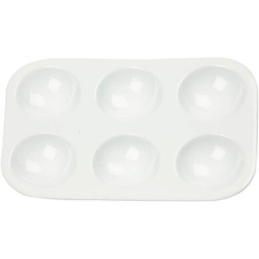 Palett, Rektangulär palett med 6 fack, stl. 13x8,5 cm, vit, 10 st./ 1 förp.