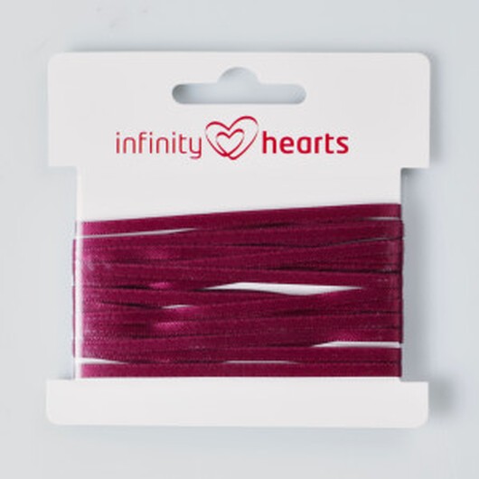 Infinity Hearts Satin Ribbon Dubbelsidigt 3mm 275 Vinrött - 5m