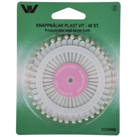 Pärlnålar/Knappnålar Plast Pärlemor - 40 st.
