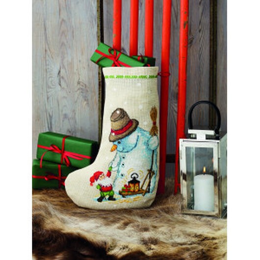 Permin Broderikit Snögubbe 28x42cm