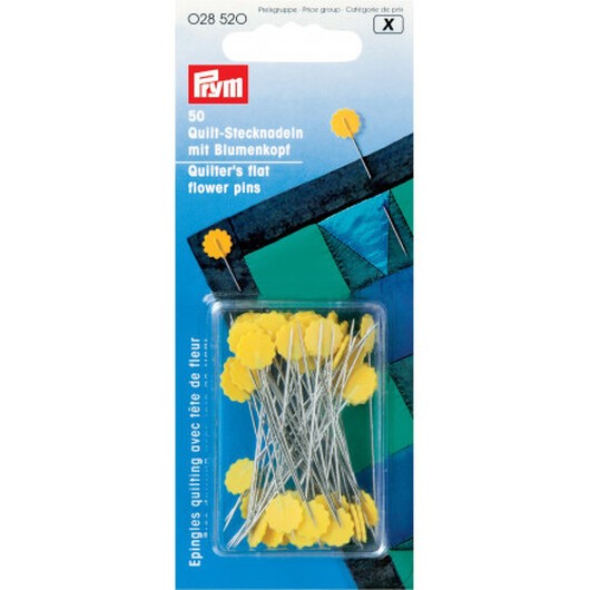 Prym Quiltnål med gul blomma 0,60 mm - 50 st.