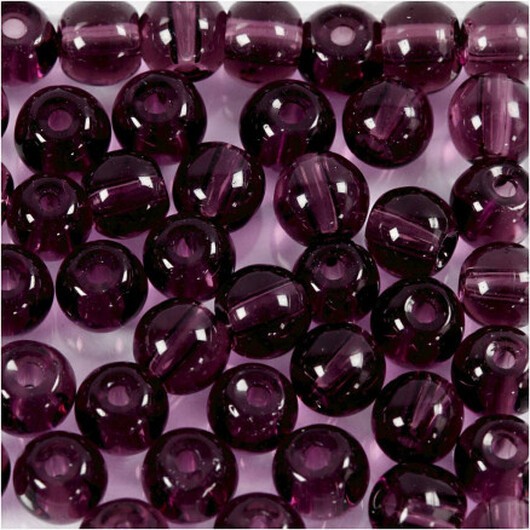 Glaspärlor, diam. 4 mm, hålstorlek 1 mm, lila, 45 st / 1 frp.