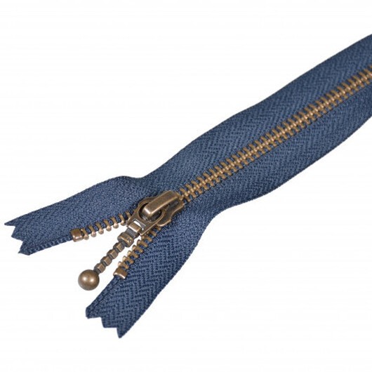 YKK Dragkedja/Blixtlås Fast Antik Mässing Marinblå 6mm - 35cm