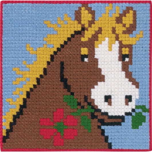 Permin Broderikit Ritad Stramalj till Barn Häst 25x25cm