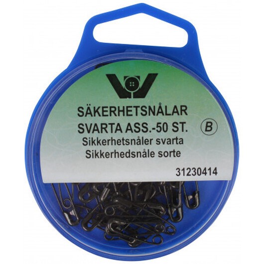 Säkerhetsnålar Svart Ass. storlekar - 50 st.