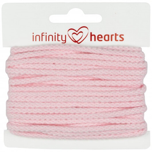 Infinity Hearts Anoraksnöre Bomull rund 3mm 500 Rosa - 5m