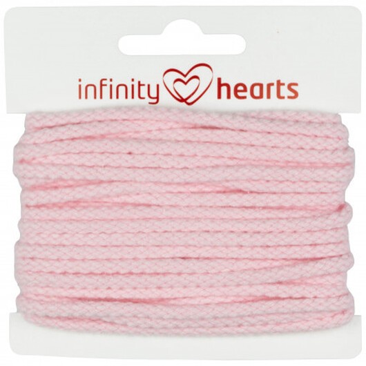 Infinity Hearts Anoraksnöre Bomull rund 3mm 500 Rosa - 5m