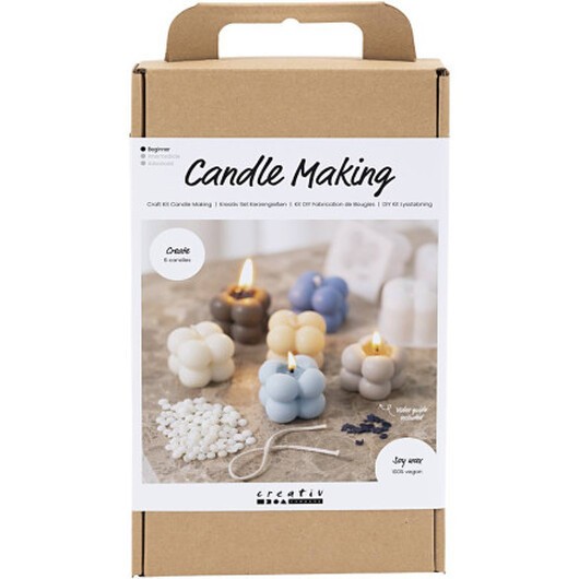 DIY Kit Ljusgjutning, Bubble sojaljus, varm beige, ljus blå, grädde, 1 pk.