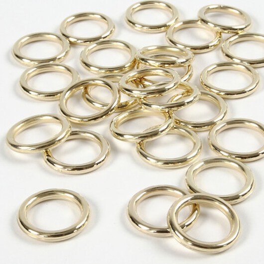 Plastring, storlek 15 mm, tjocklek 2 mm, guld, 25 st / 1 frp.