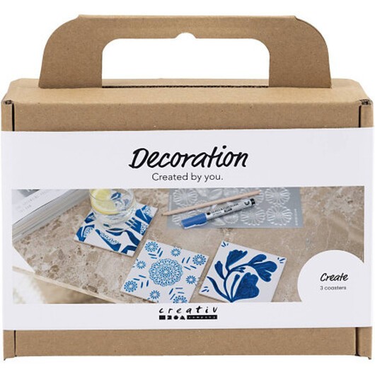 Mini DIY Kit Decoration, Porslinsunderlägg, blå, 1 frp.