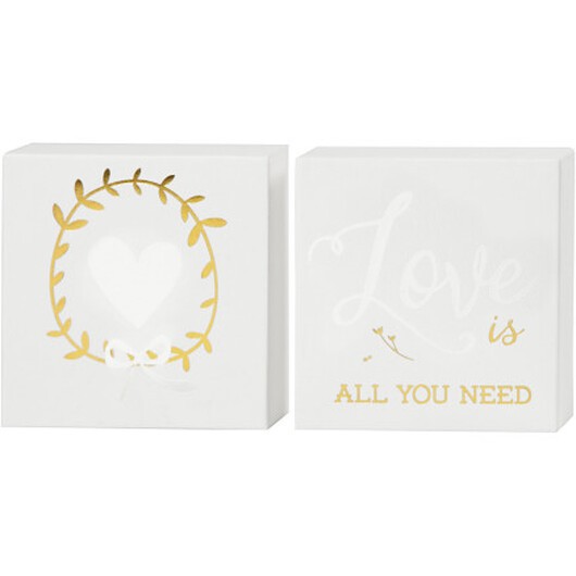 Målarduk med guldtryck, H: 10,16 cm, D: 2,54 cm, B: 10,16 cm, vit, 2 st./ 1 förp.