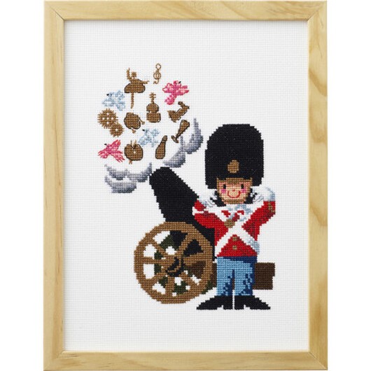 Permin Broderikit Vakt med konfettikanon 18x24 cm, Ib Antoni