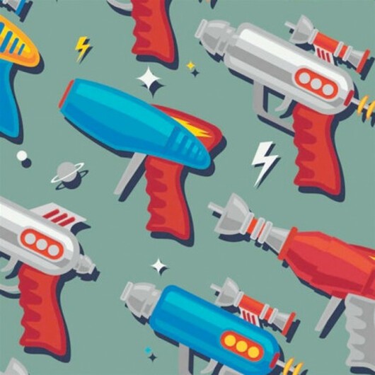 Bomullsjersey Print tyg 150cm 014 Vattenpistoler - 50cm