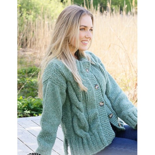Scent of Sage Cardigan by DROPS Design - Cardigan Stickmönster str. S - XXXL