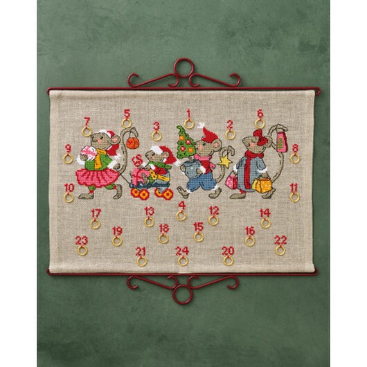 Permin Broderikit Julkalender Mus Stripe 50x34cm