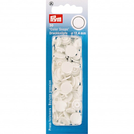 Prym Color Snaps Tryckknappar Plast Rund Vit 12,4mm - 30 st.