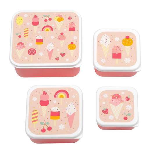 A Little Lovely Company Matlåda - och Snackboxset - 4 st. - Icecream - Rosa