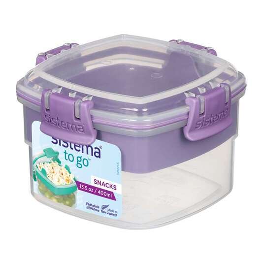 Sistema Snackbox - To Go - 2-delad - 400 ml - Klar/Misty Purple
