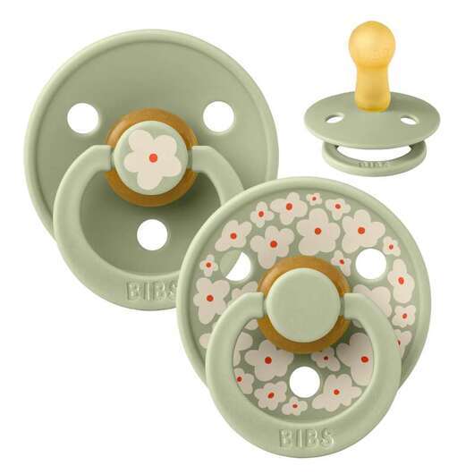 BIBS Rund Colour Sut - 2-Pak - Str. 2 - Naturgummi - Studio - Jasmine - Sage/Sage