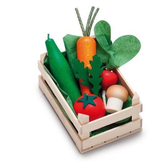 Grönsaker i en trälåda, liten