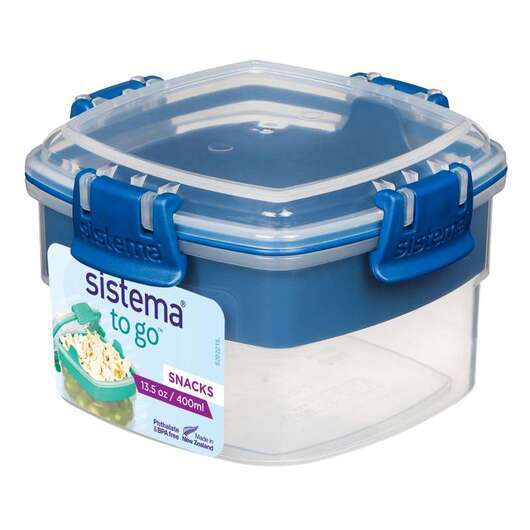 Sistema Snackbox - To Go - 2-delad - 400 ml - Klar/Ocean Blue