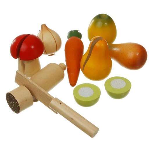 Magni Lekmat Frukt och grönsaker i trä med kardborreband.