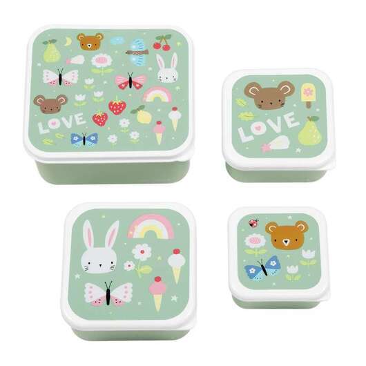 A Little Lovely Company Matlåda - och Snackboxset - 4 st. - Joy - Mint