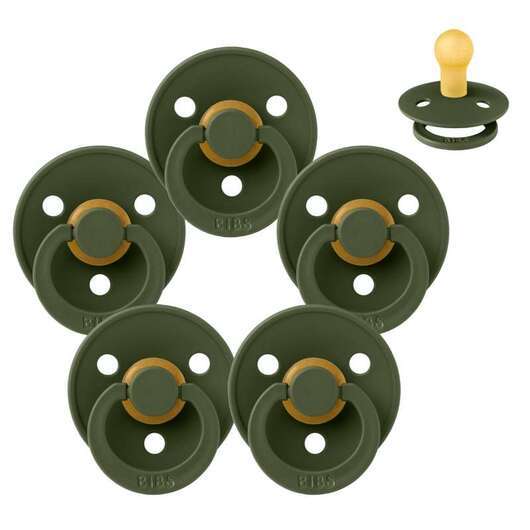 BIBS Rund Colour Napp - Sampackning - 5 st - Stl 1 - Hunter Green