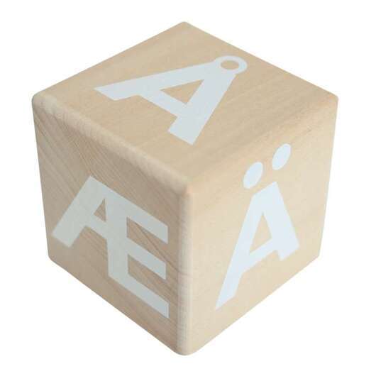 Ooh Noo Alfabetkloss i trä med specialtecken (Ä, Ã, Å, Ä, Ã och Ã) - vit skrift.