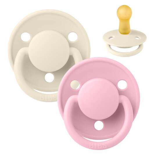 BIBS De Lux Napp - 2-Pack - Stl 2 - Naturgummi - Ivory/Baby Pink