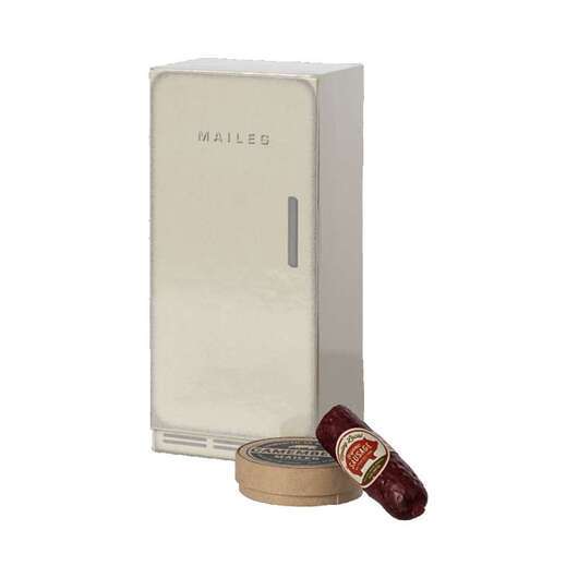 Maileg Miniatyr Kylskåp med korv och ost (13,5 cm.)