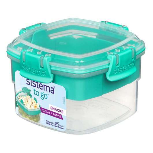 Sistema Snackbox - To Go - 2-delad - 400 ml - Klar/Minty Teal