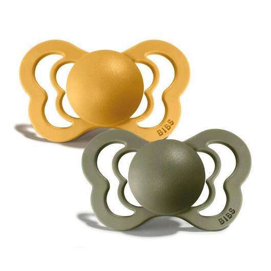 BIBS Couture Napp - 2-Pack - Stl 1 - Silikon - Honey Bee/Olive