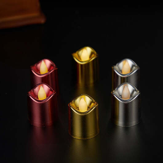 Plast-LED-ljus - 6-delars set - Ø3,7 x 4,5 cm - - Röd-Silver-Guld